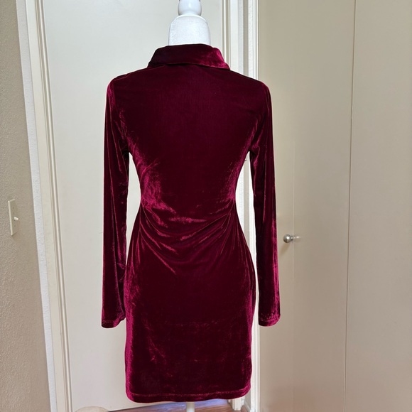 HOUSE OF HARLOW 1960 RED VELVET RUCHED FRONT DRESS DARK ROMANTIC WIMSIGOTH - Picture 5 of 14